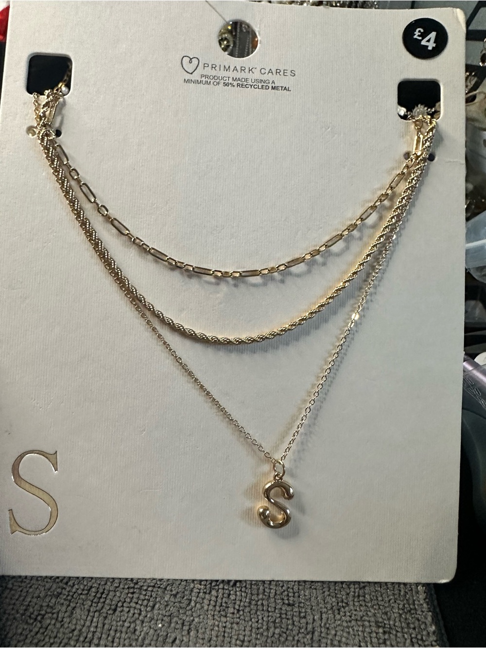 Gold Layered Initial 'S' Necklace - Elegant Multi-Chain Design